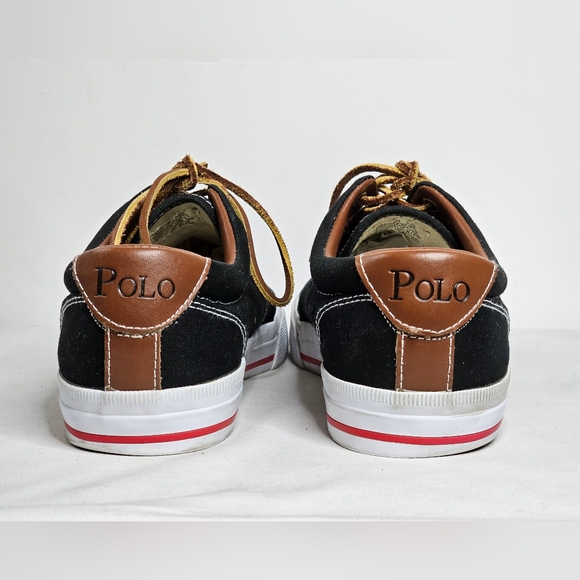 Polo Ralph Lauren Vaughn Black Skate Fashion Sneakers Canvas Shoes Men 9.5D Prep - Picture 8 of 13